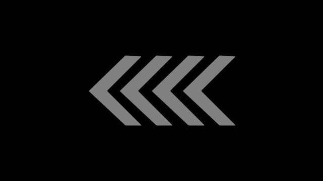 Abstract beautiful red neon left side directional arrow icon animation, on black background.