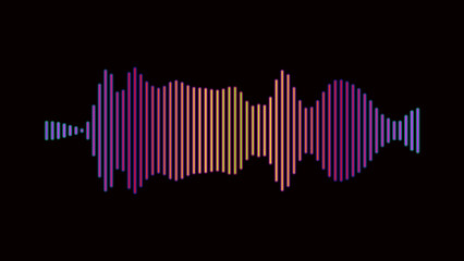 Audio waveform for radio, podcast, music record, video, social media. Audio specturm colorful. 3D rendered looping animation.