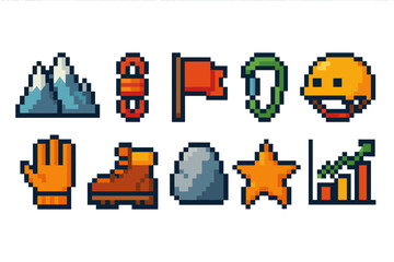 Adventure, outdoor 3d icon set. Hiking, climbing equipment icons in 3d style