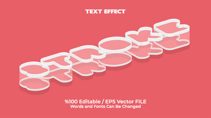 3D text effect design with white extruded letters on coral pink background vector illustration