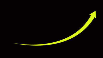 Business growth arrow and graph chart. Yellow color chalk arrow isolated on black background . arrow rising transparent channel.