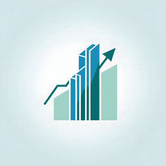 Abstract graphic representing financial growth with upward trending bars and arrow indicating positive progress in business and economics
