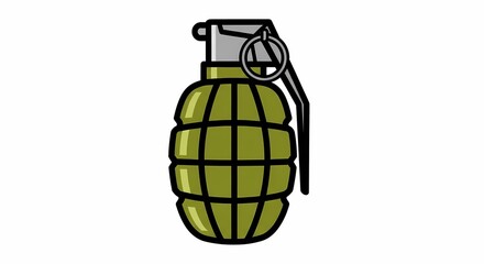 Fototapeta premium Detailed illustration of a classic military green hand grenade with metal pin, perfect for digital marketing, educational resources, or graphic design projects