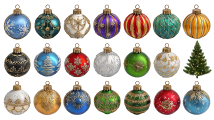 Colorful christmas ornament collection with dazzling festive baubles and decorative designs vibrant holiday decor perfect for winter celebrations and seasonal displays

