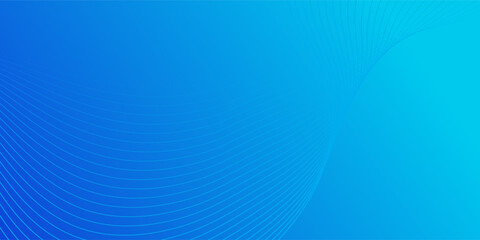 Abstract Blue wavy lines abstract vector long banner. Minimal gradient background with place for text. Social media cover, header, modern