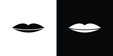 Thin lips icon black silhouette pack. black and white icons