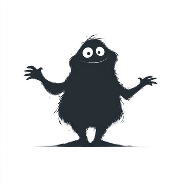 Friendly furry monster silhouette illustration.
