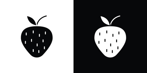 Strawberry icon black silhouette pack. black and white icons