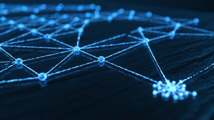 Futuristic digital network design featuring blue connections and glowing nodes, showcasing abstract technology and data visualization with mesmerizing depth and intrigue in modern graphics - Powered by Adobe