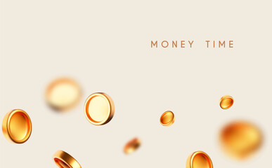 Flying money. Golden coins. Win and success design.