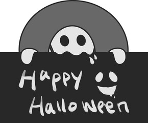 Cute ghost wearing a Korean traditional hat 