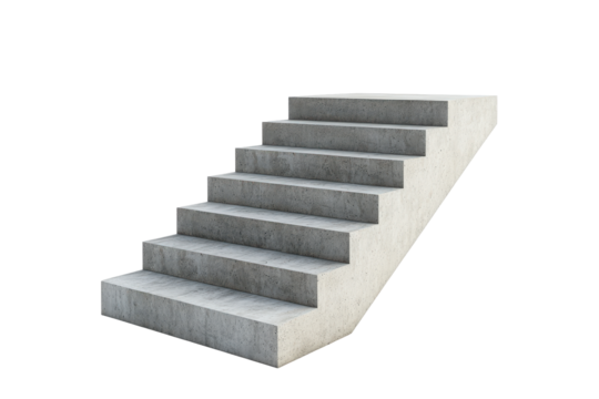 Concrete stairs isolated on transparent background. Concrete staircase isolated on white background. - Powered by Adobe