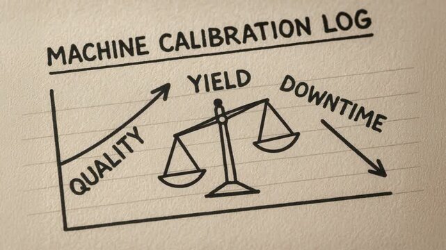 Machine calibration log enhancing quality yield balance and downtime reduction for cost effective production process management and efficiency