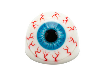 Creepy Blue Eyeball with Red Veins Isolated on White Background