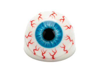 Creepy Blue Eyeball with Red Veins Isolated on White Background
