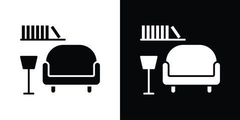 Living room icon black silhouette pack. black and white icons