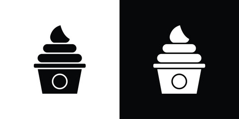 Frozen yogurt icon black silhouette pack. black and white icons
