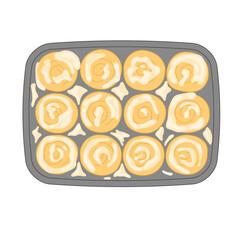 A tray of fresh cinnamon rolls