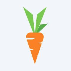 Stylized Flat Carrot Vector Illustration with Green Leaves