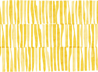 Yellow watercolor stripes pattern on white, bright modern abstract background.