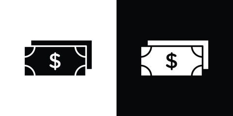 Dollar icon black silhouette pack. black and white icons