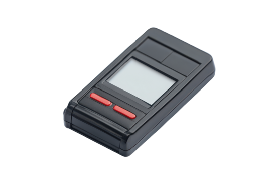 Medical glucometer with screen and buttons isolated on transparent background. Glucose meter glucometer isolated on white background.