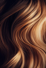 Naklejka premium Close-up of wavy golden blonde hair texture on dark background