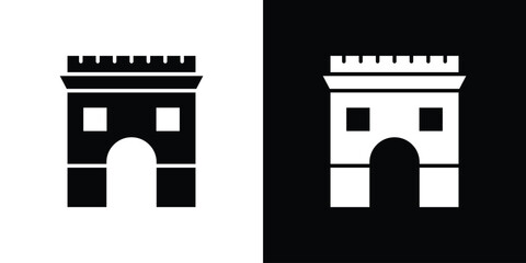 Arc de Triomphe icon black silhouette pack. black and white icons