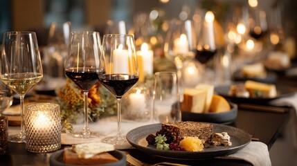Fototapeta premium Virtual Tasting - Wine Dinner Event Online. Join the Toast from Anywhere