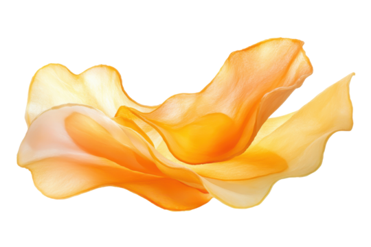 Pile of golden potato chips isolated on transparent background. Natural potato chips isolated on white background.