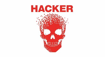 Hacker Skull Logo Cyber Security Threat Icon symbolizing Data Breach and Digital Crime