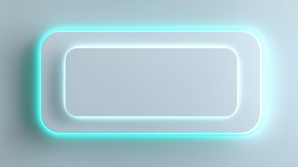 Fototapeta premium White Graphic Background. Minimalist Rectangle Shape with Embossed Surface and Turquoise Illumination