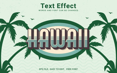 Editable Hawaii vintage retro text effect in Illustrator