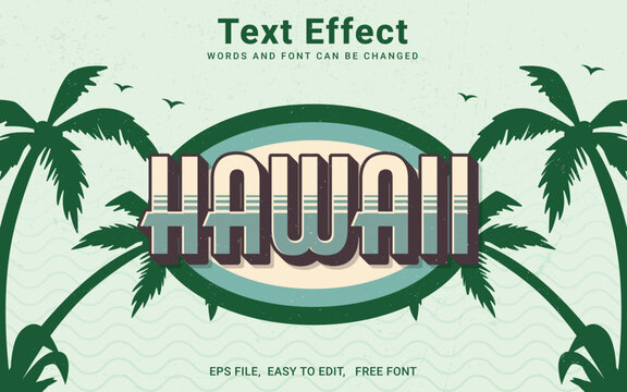 Editable Hawaii vintage retro text effect in Illustrator