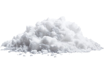 Pile of fluffy white snow isolated on transparent background. Pile of snow isolated on white background.