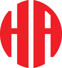 Obraz premium Red Circle Logo with Two Capital 'H' Letters A Simple and Bold Graphic Design for Brands