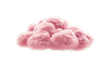 Pink cotton candy cloud isolated on transparent background. Pink clouds isolated on white background.