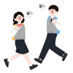 수능 수험표 교복 학생 캐릭터 드로잉 일러스트(test school student character drawing illulstration)