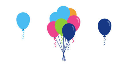 Vibrant colorful balloons with ribbons in simple design for celebrations