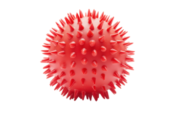 Red spiky ball isolated on transparent background. Red spiky massage ball isolated on white background.
