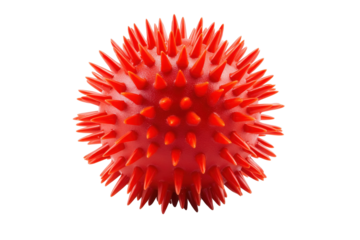 Red spiky ball isolated on transparent background. Red spiky massage ball isolated on white background.