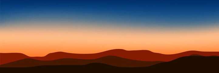 beautiful mountain landscape vector with warm orange blue gradient