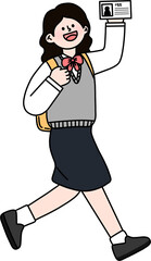 수능 수험표 교복 학생 캐릭터 라인드로잉 일러스트(test school student character line drawing illulstration)
