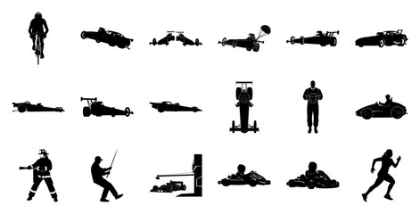 Naklejka premium Cyclist racing cars and people bicycle helmet