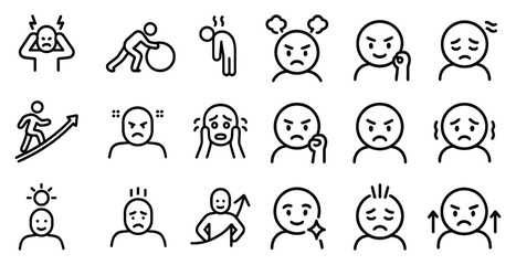 Obraz premium Emotions and reactions line icons set – outline, expressive, mood symbols collection