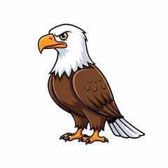 Fototapeta premium Fierce Cartoon Bald Eagle Symbol of Freedom and Patriotism Vector Illustration