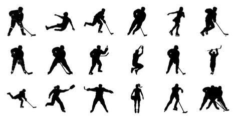Fototapeta premium Hockey players and athletes in action ice hockey figure skating