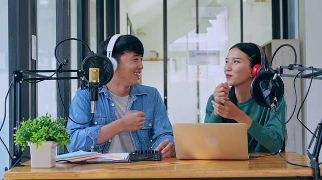 Engaging podcast recording session home studio video content creative environment close-up viewpoint connection and collaboration