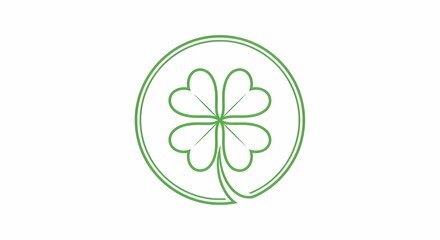 Green Four Leaf Clover Icon Symbol of Luck and Good Fortune Isolated on White Background Vector Graphic
