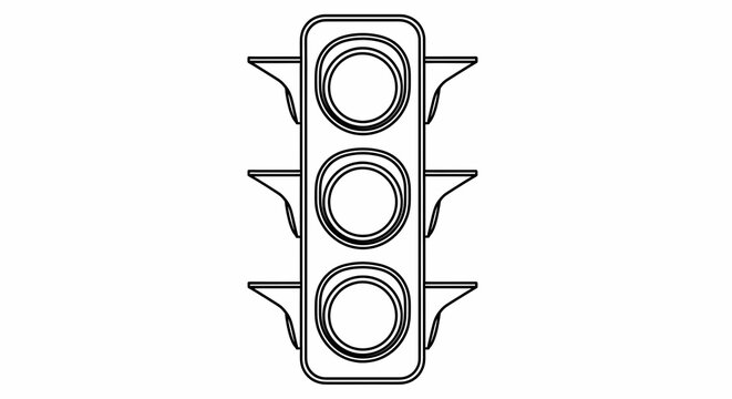 Simple Line Art Icon of a Traffic Light Symbolizing Navigation Control and Directional Guidance for Urban Environments and Road Safety